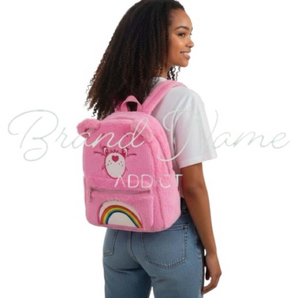 PRICE IS FIRM - Love-a-Lot Care Bear Mini Fuzzy Faux Fur Backpack - Picture 7 of 8